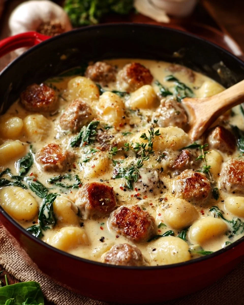 One Pot Creamy Gnocchi with Sausage