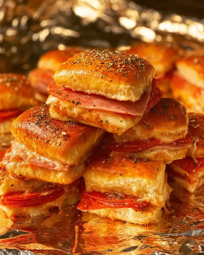 Delicious pepperoni pizza sliders on a serving platter
