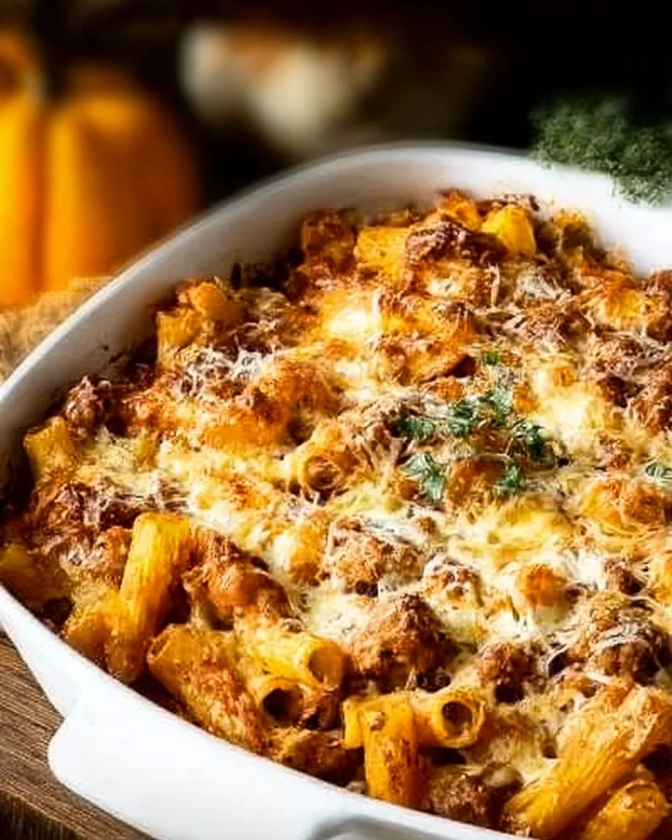 Pumpkin and Sausage Pasta Bake
