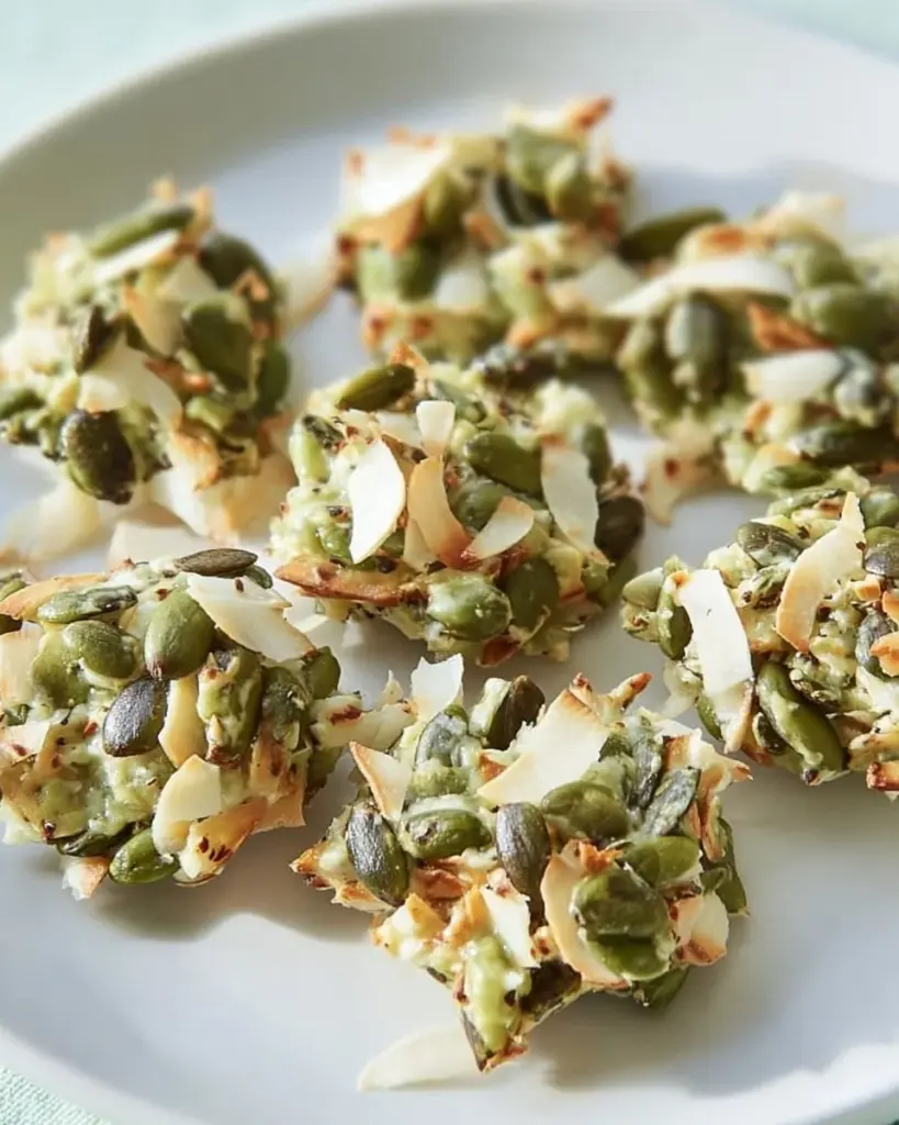 Healthy pumpkin seed and coconut clusters snack
