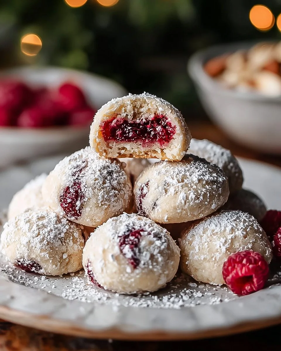 Raspberry Almond Snowball Cookies Delightful Easy Recipe