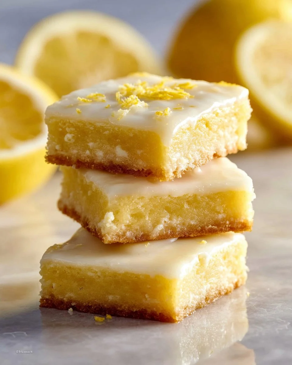 Refreshing lemon brownies served on a plate, showcasing their sunny color and texture.