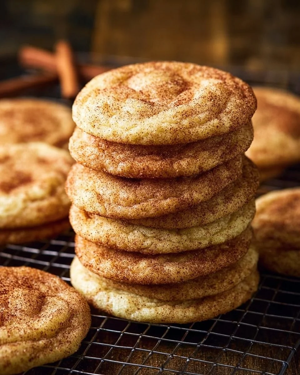 Freshly baked snickerdoodles cookies dusted with cinnamon sugar