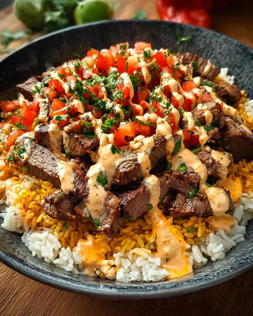 Steak Cheese Rice Bowl