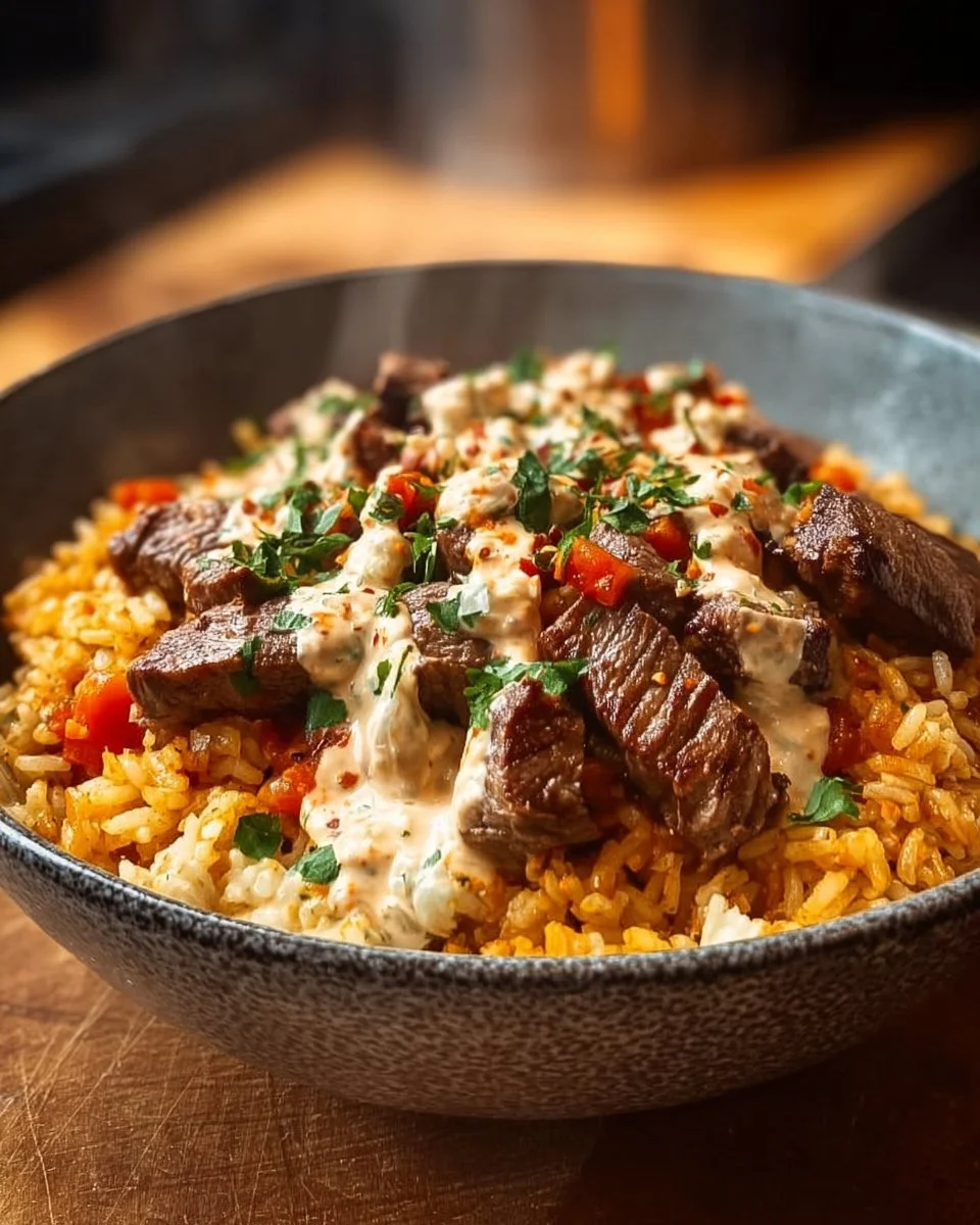Steak Queso Rice Bowl