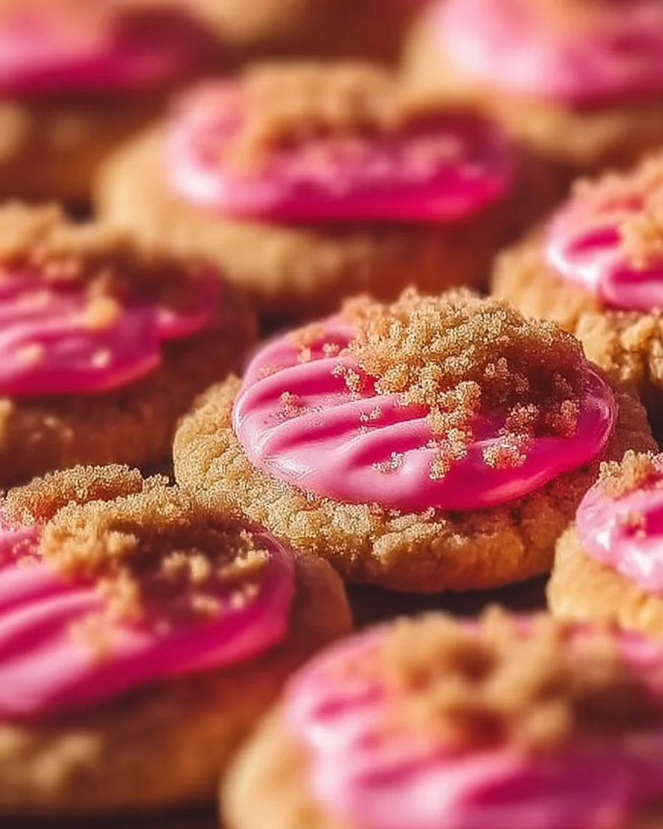 Delicious strawberry crunch cookies with a crispy topping