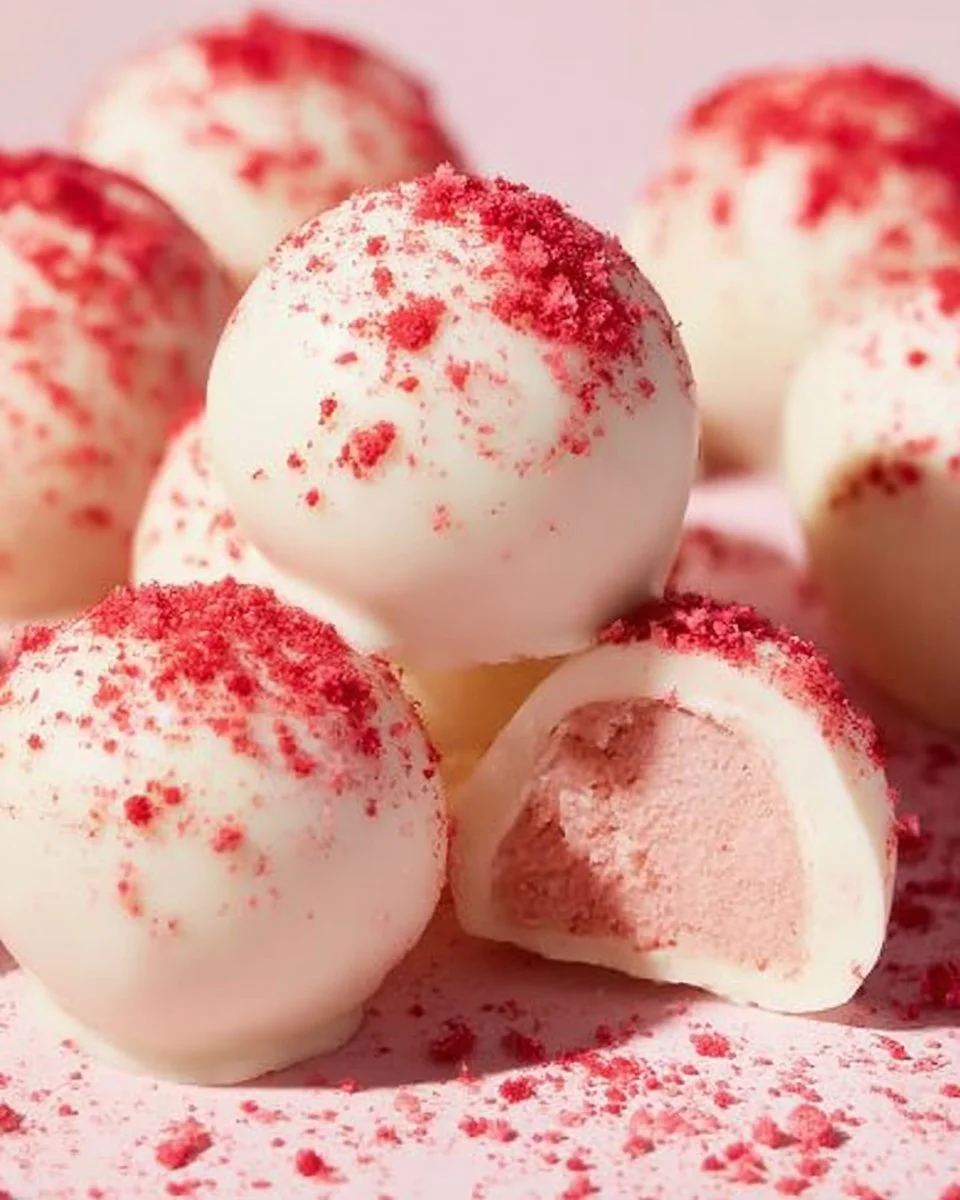 White Chocolate Strawberry Truffles