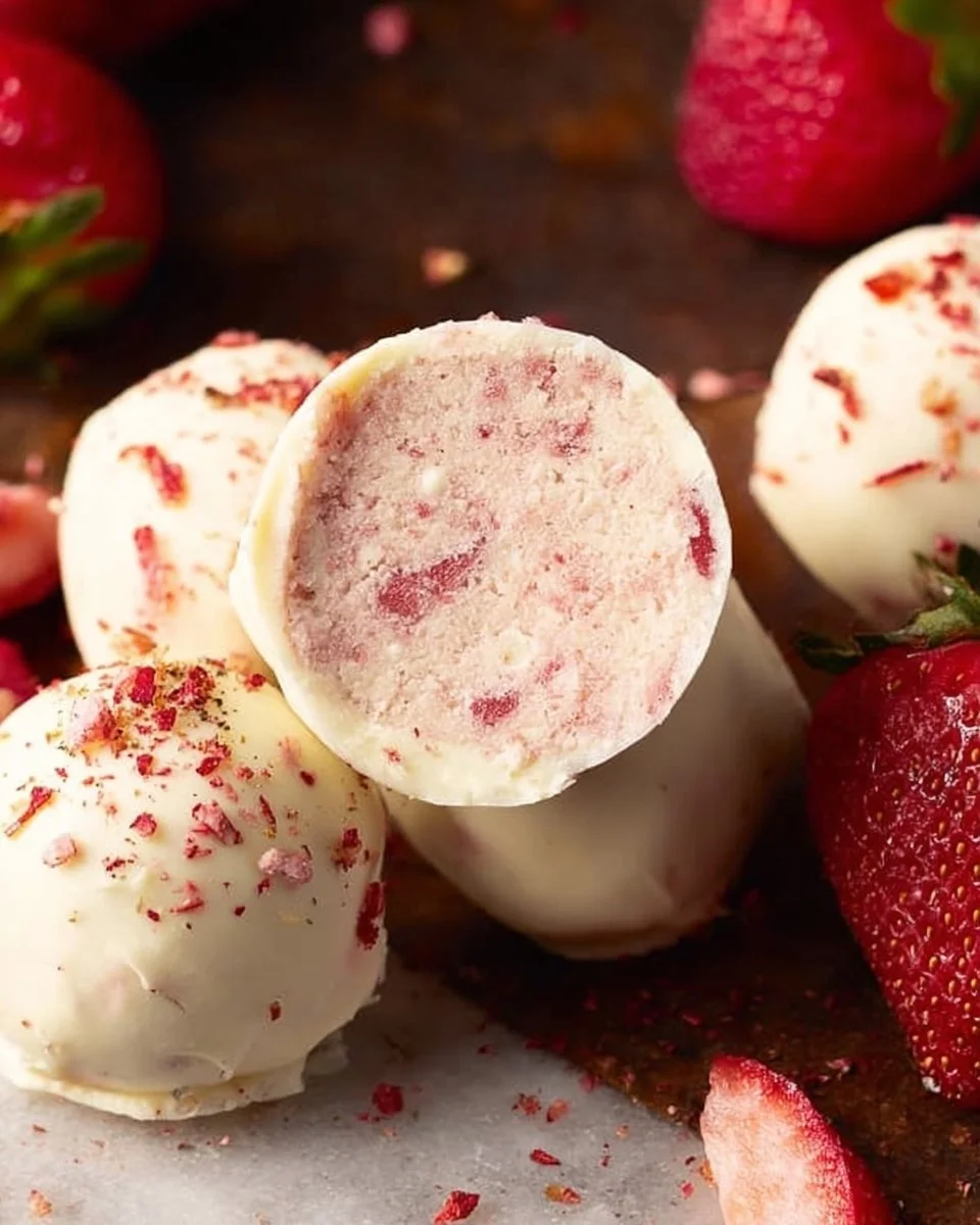 White Chocolate Strawberry Truffles