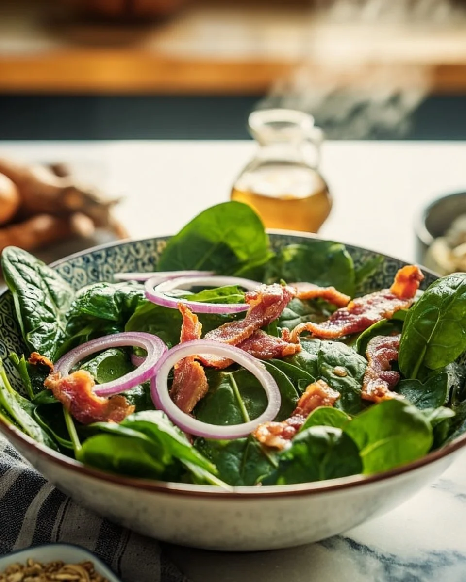 Wilted Spinach Salad with Bacon