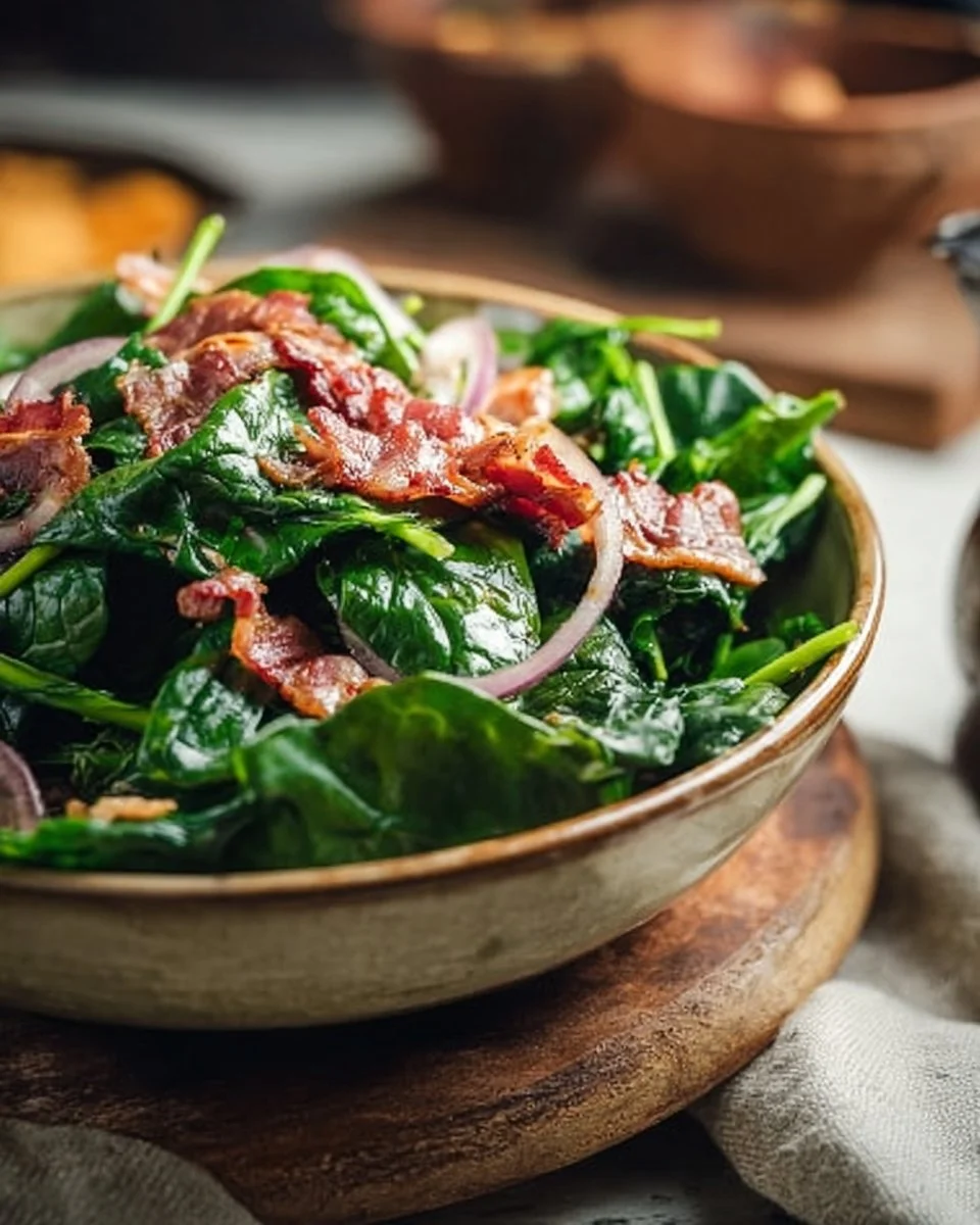 Wilted Spinach Salad with Bacon