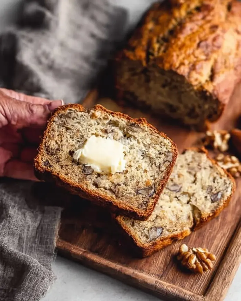 Sliced Yogurt Banana Bread showcasing its moist texture and golden crust