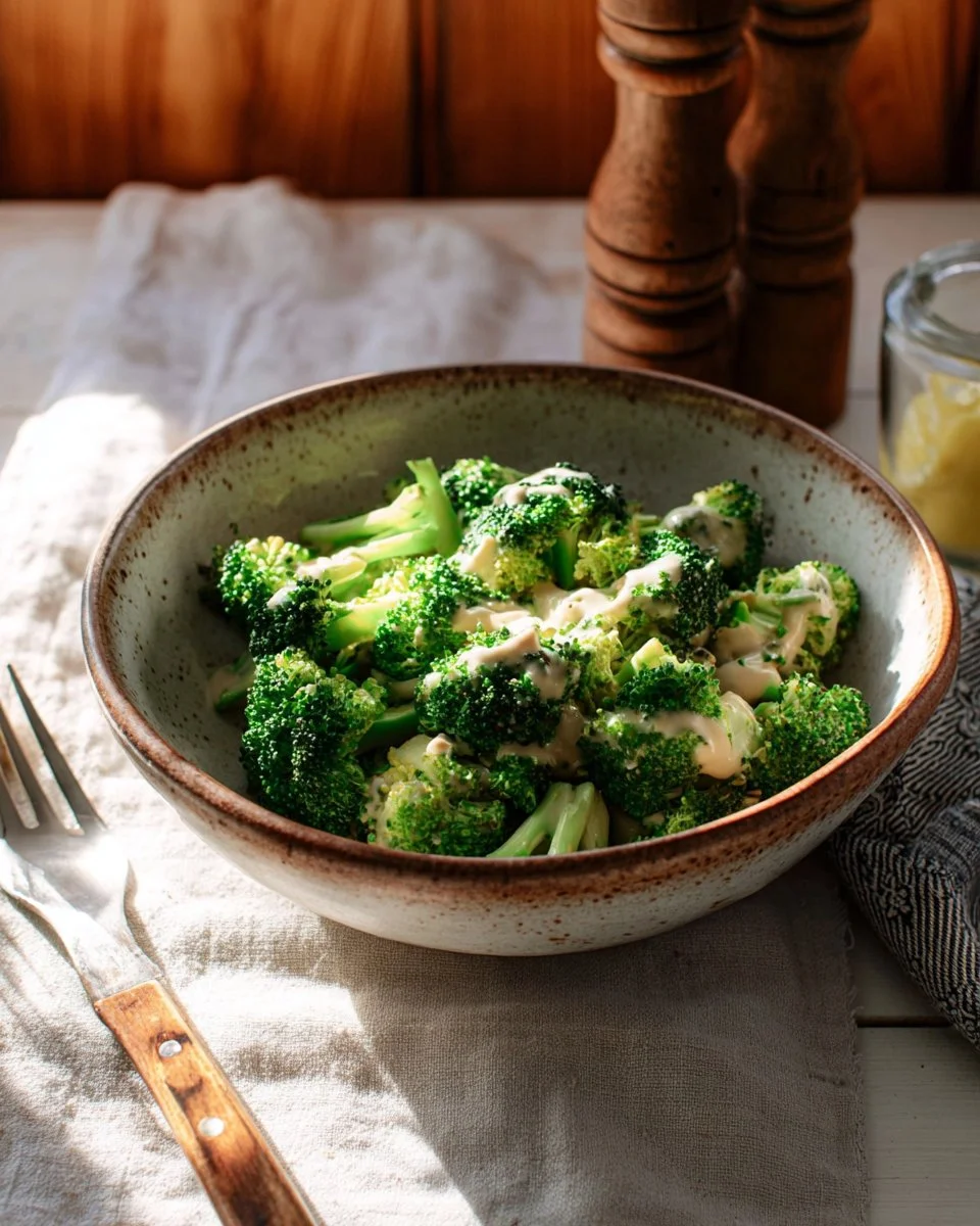 Broccoli with Tahini-Miso Dressing