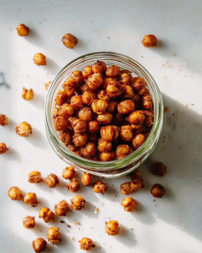 Spicy Chipotle Roasted Chickpeas on a serving plate