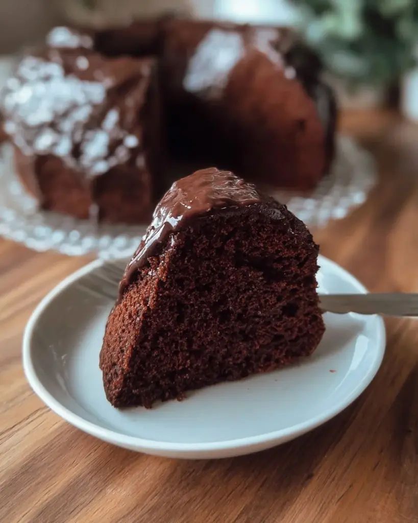 Deliciously moist chocolate cake topped with rich chocolate frosting.