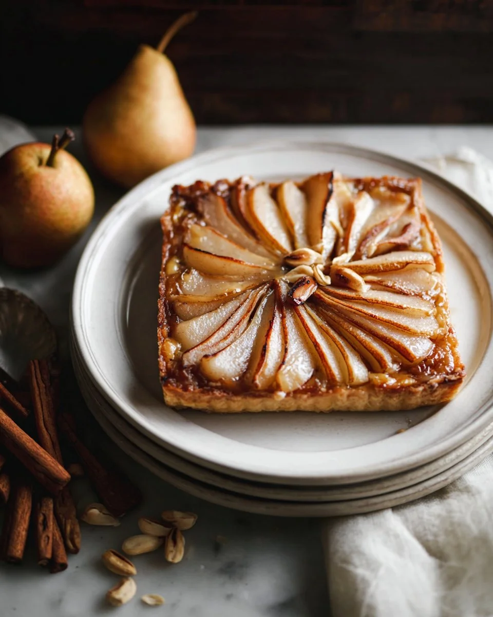 EASY PEAR TART + CINNAMON MAPLE GLAZE