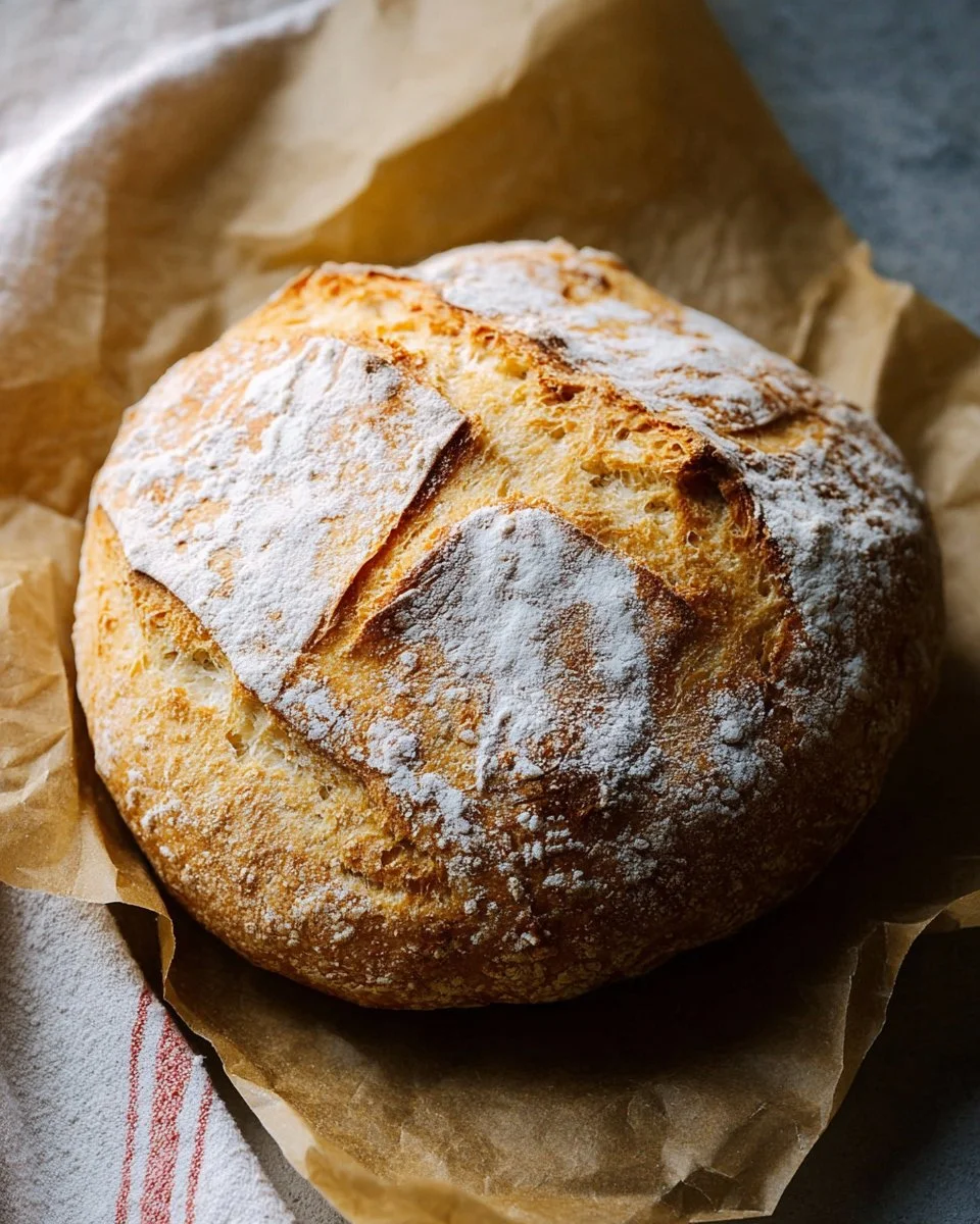 Freshly baked homemade bread on a wooden table