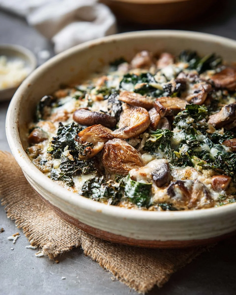 Kale and Mushroom Gratin