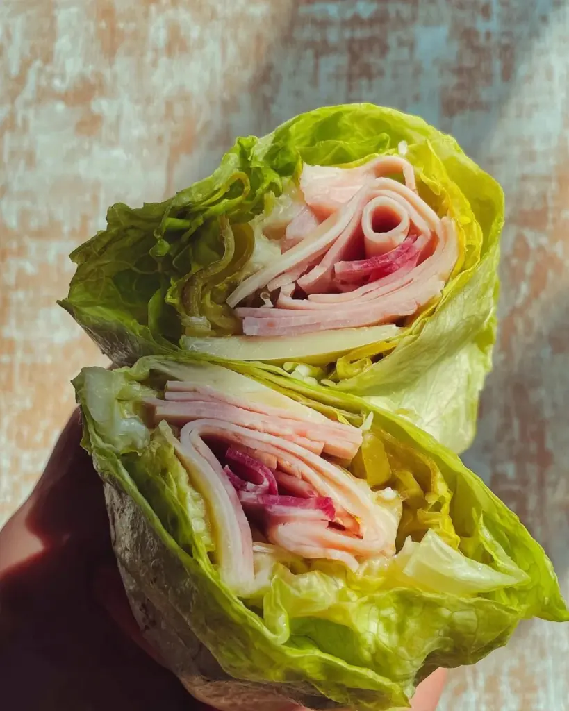 Healthy and delicious lettuce wrap filled with fresh ingredients