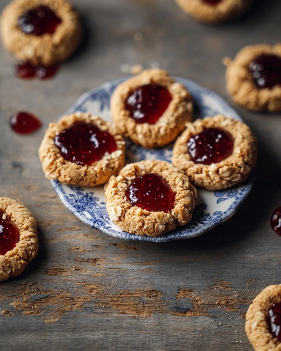 Oat Jam Thumbprint Cookies