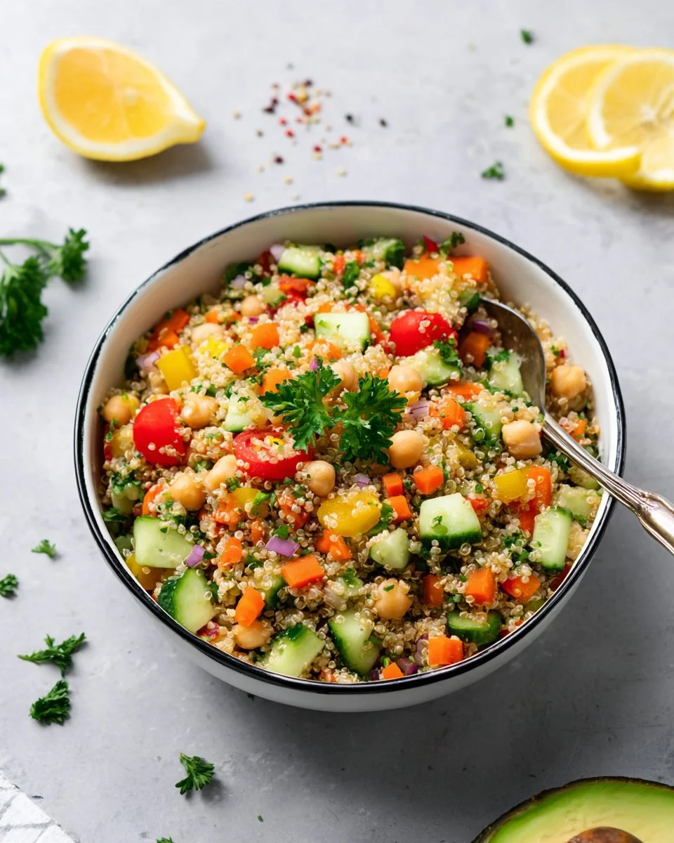 Quinoa Salad with Chickpeas and Edamame