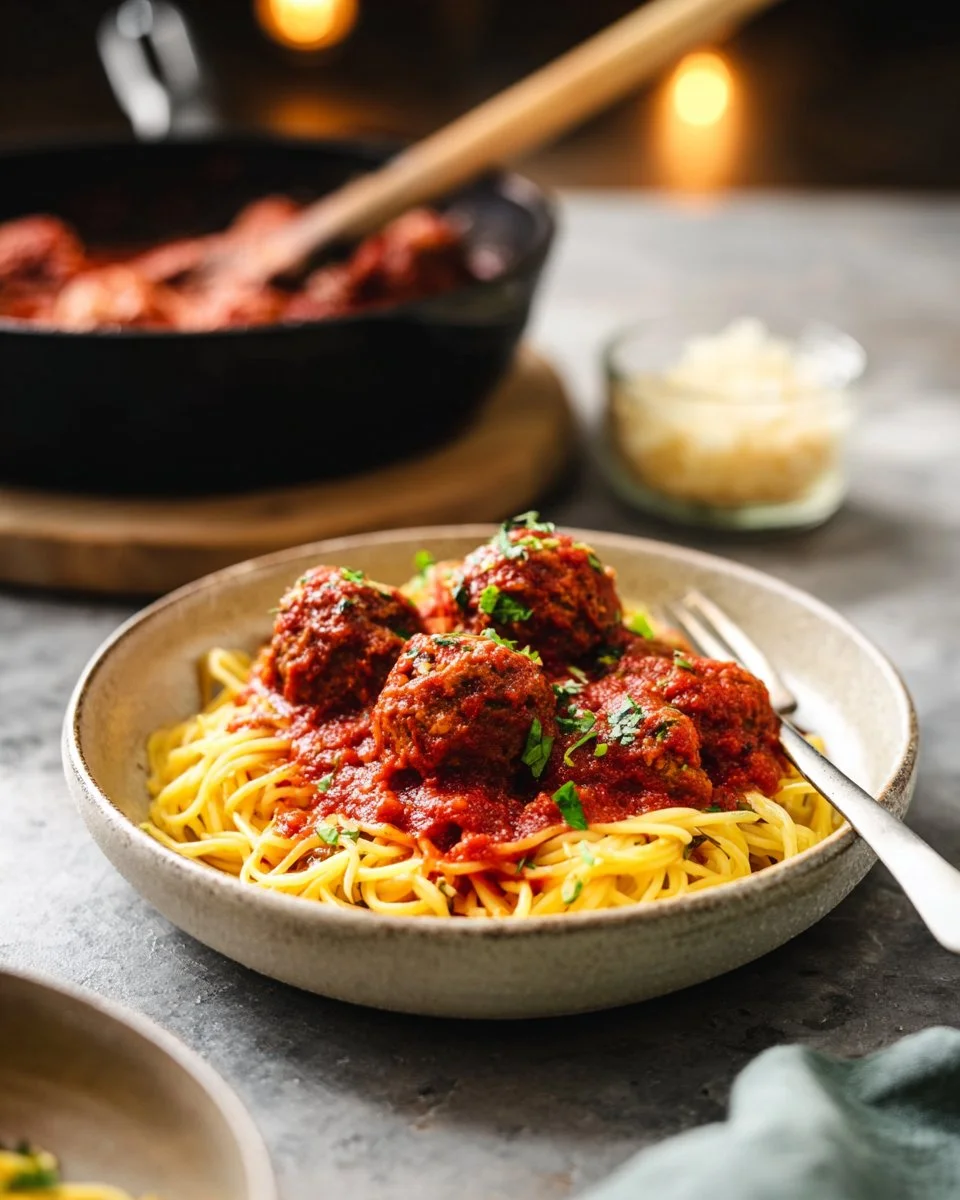 Spaghetti with Italian Vegan Meatballs