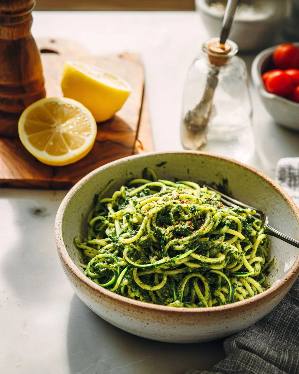 Spicy Kale Pesto + Zucchini Noodles