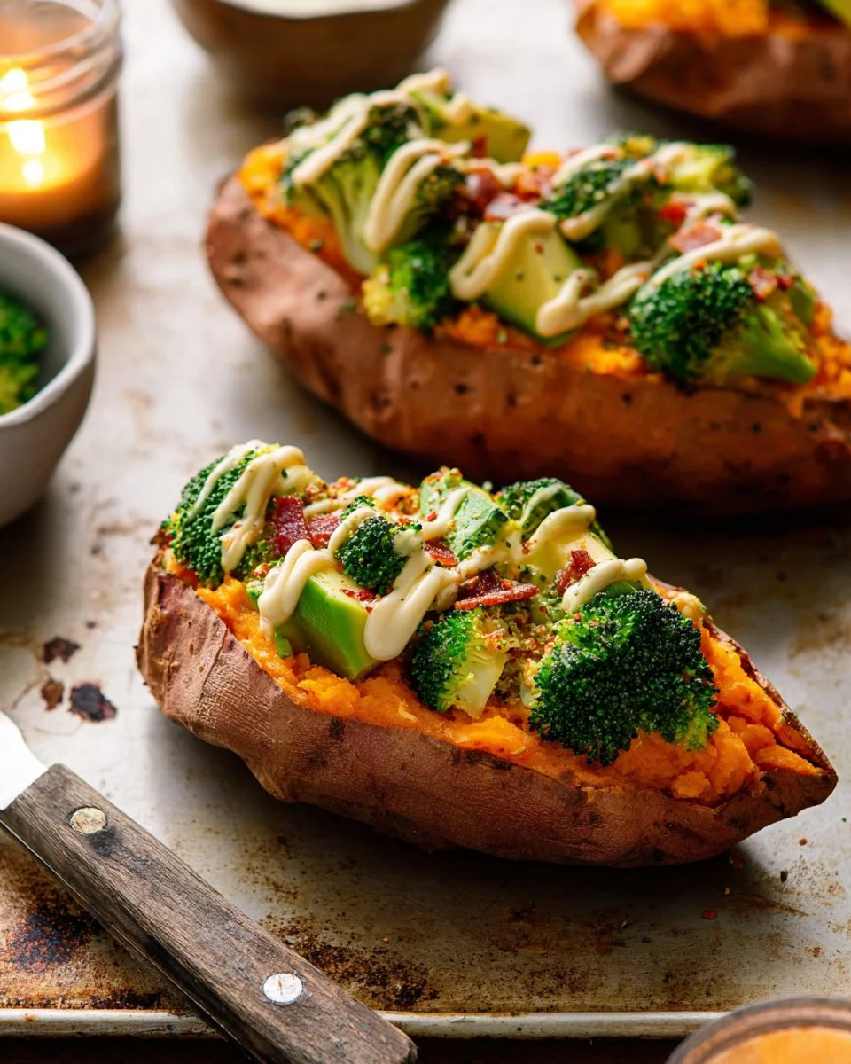 Stuffed Sweet Potatoes with Broccoli and Avocado