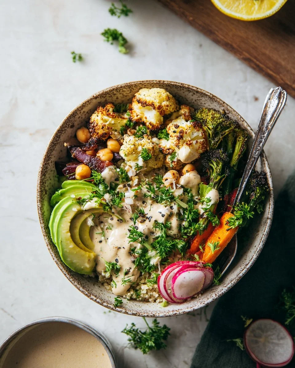 Vegan Buddha Bowl + Lemon Tahini Sauce