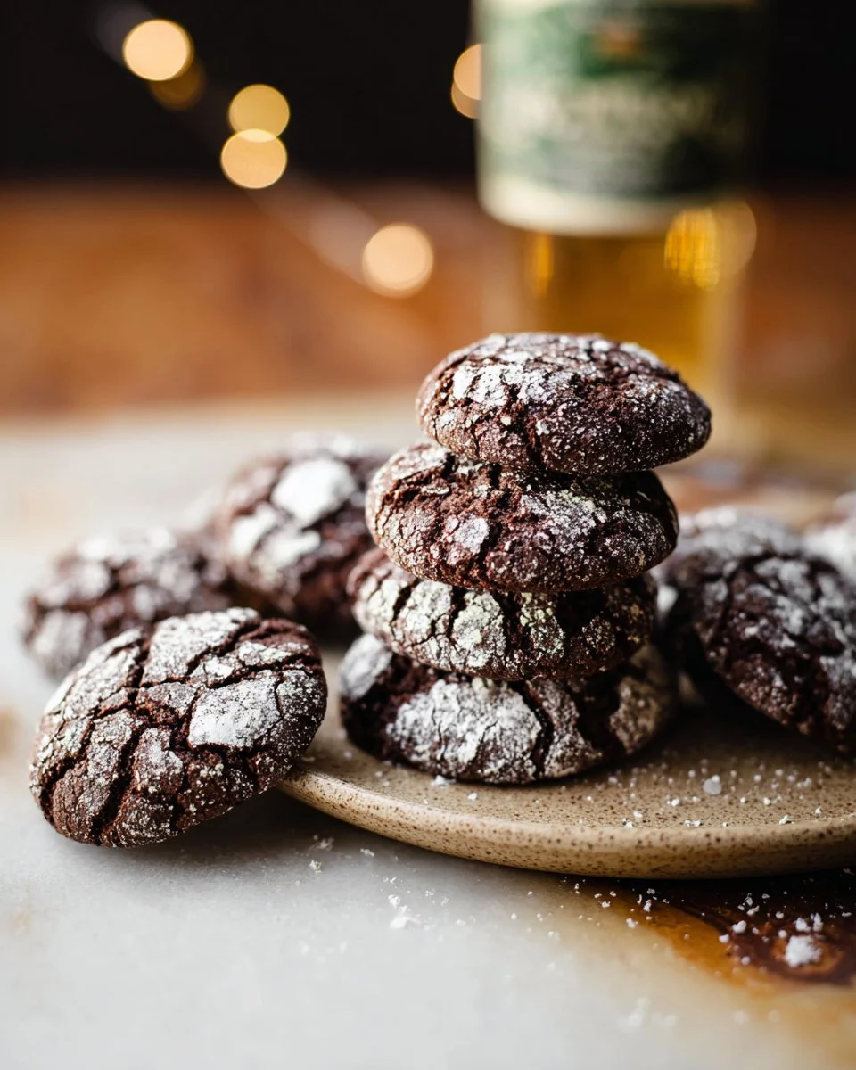 Vegan Chocolate Stout Crinkle Cookies