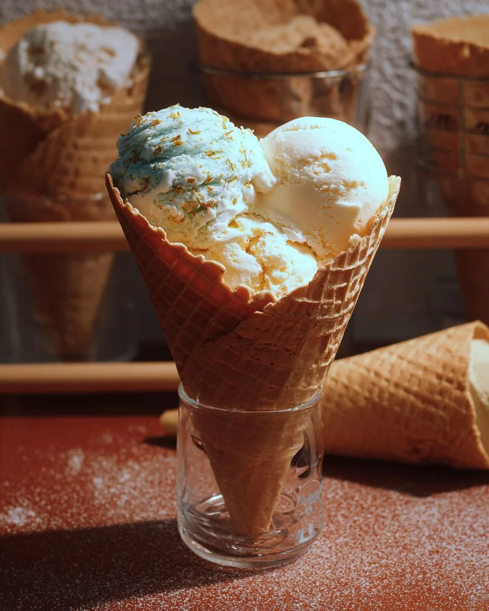 Bowl of homemade viral Snow Ice Cream made from real snow and delicious flavors.