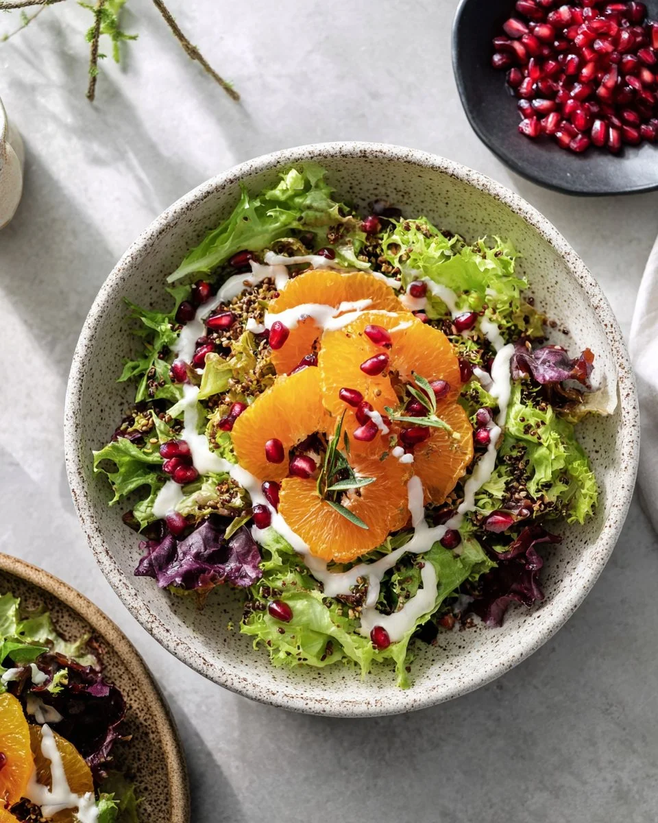 Winter Salad and Creamy Orange Ginger Dressing
