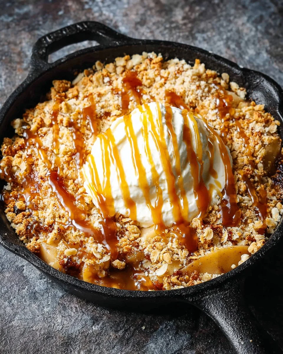 Delicious Air Fryer Apple Crisp served in a bowl with cinnamon and oats topping.