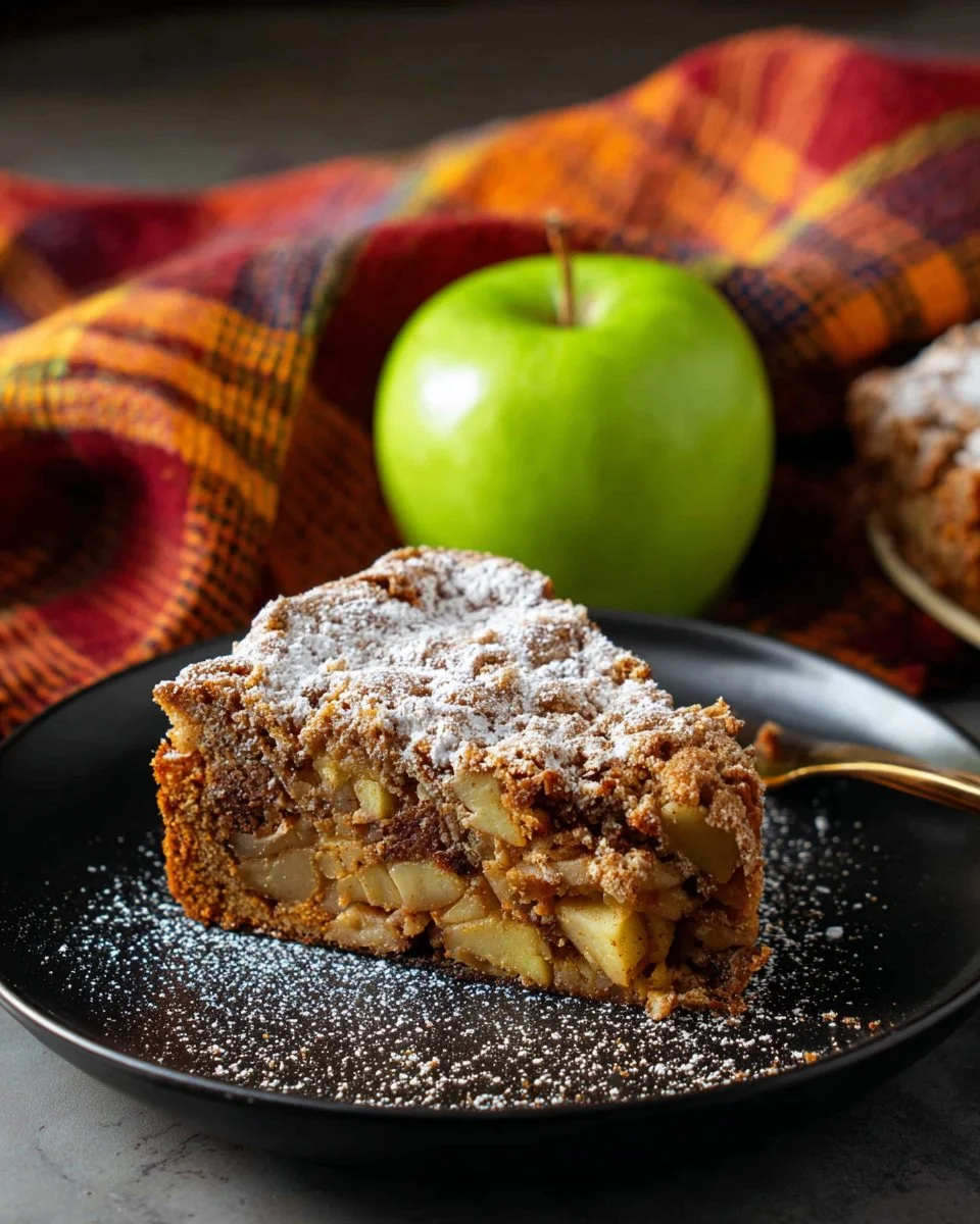 Freshly baked Apple Walnut Cake topped with nuts and apple slices