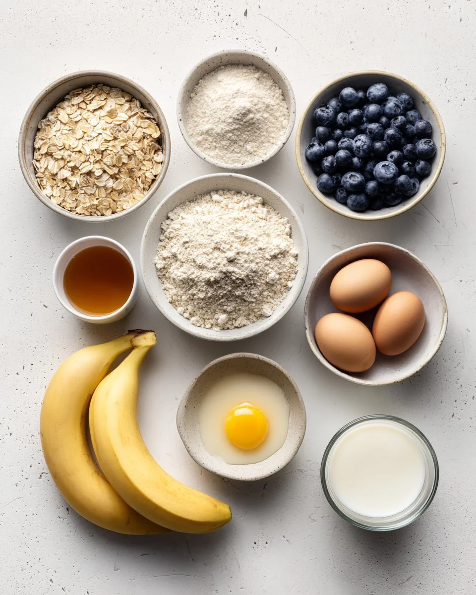 Banana Blueberry Oatmeal Muffins