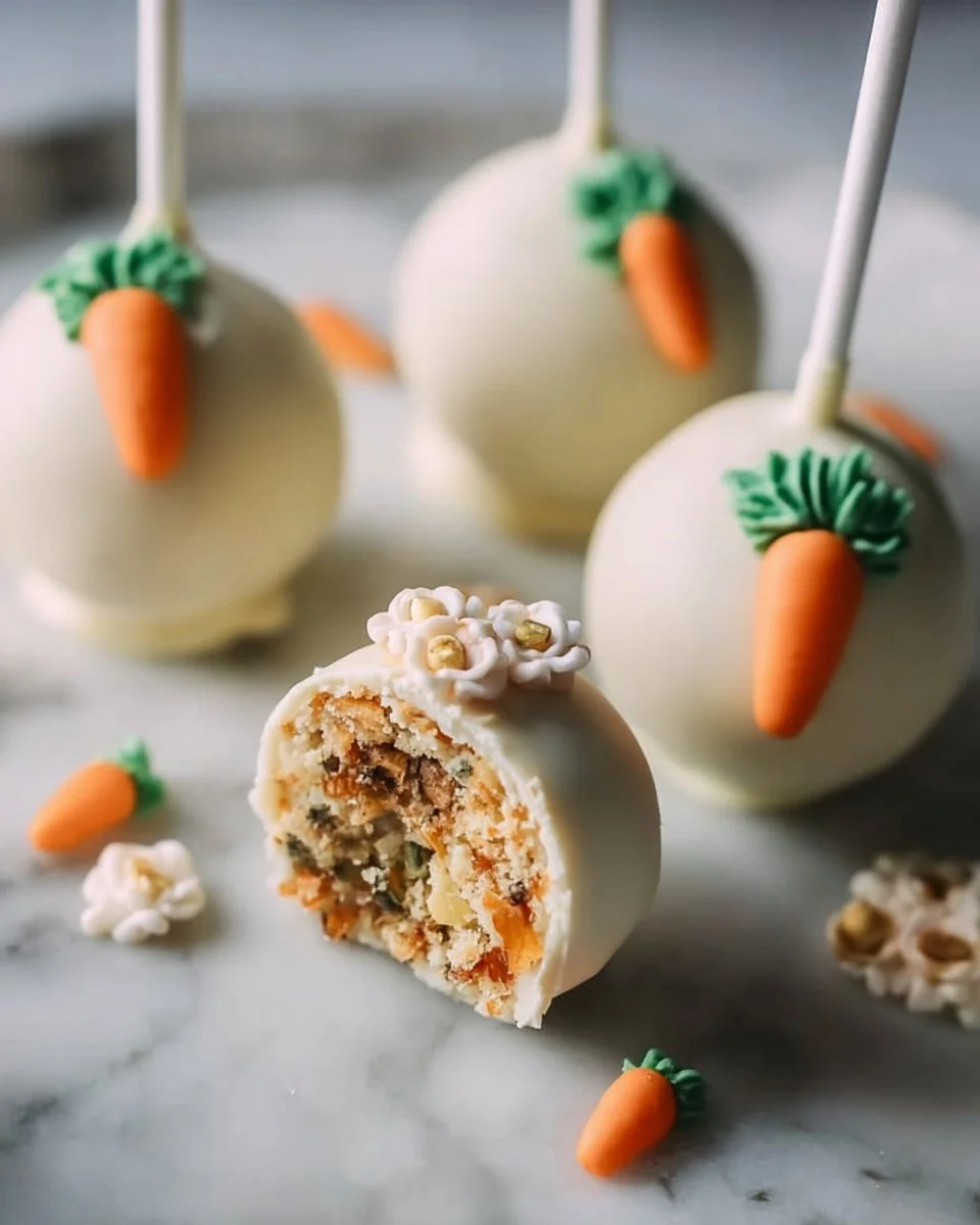 Carrot cake pops decorated for a festive dessert display