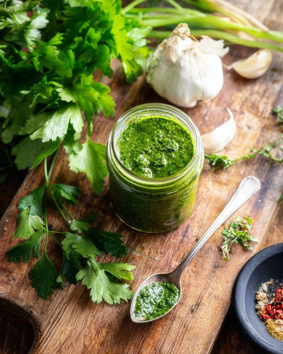 Homemade Chimichurri Sauce ready to enhance grilled meats and vegetables.
