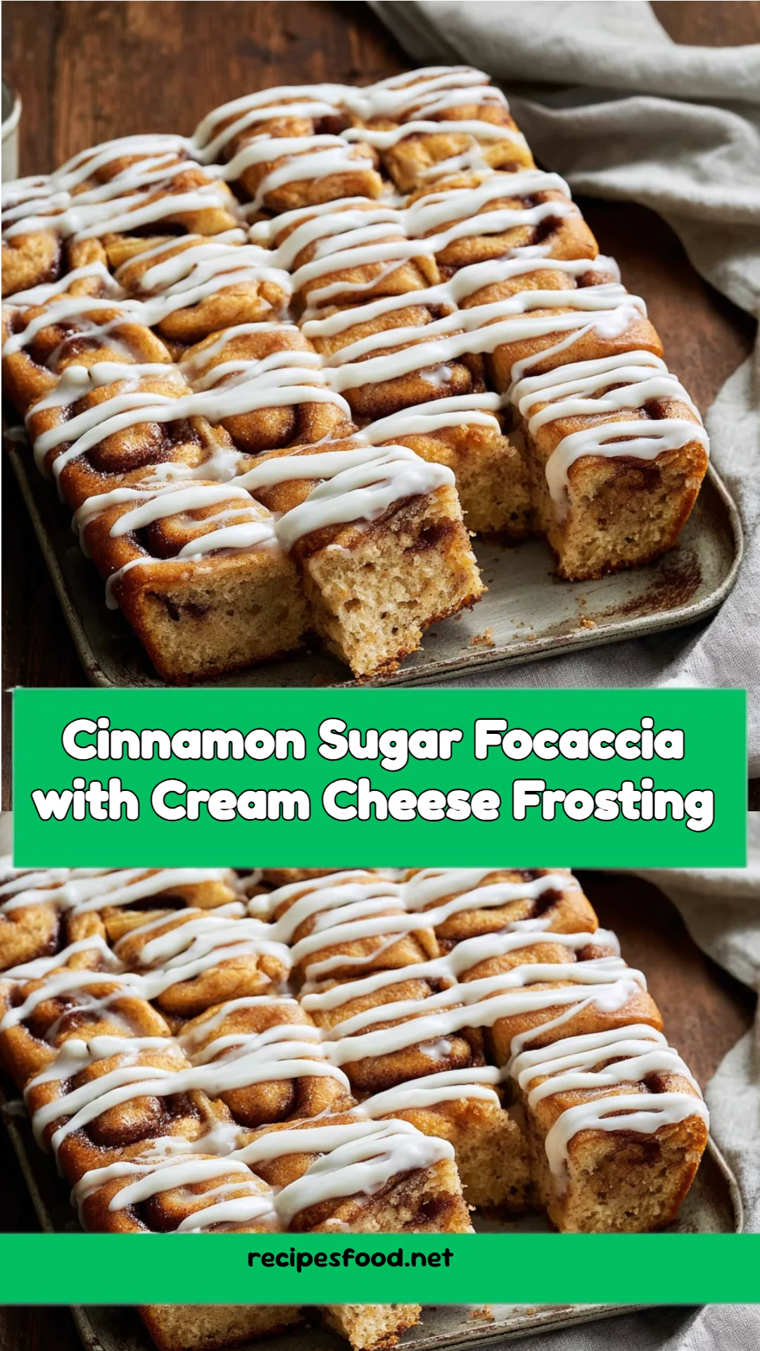 Cinnamon Sugar Focaccia with Cream Cheese Frosting
