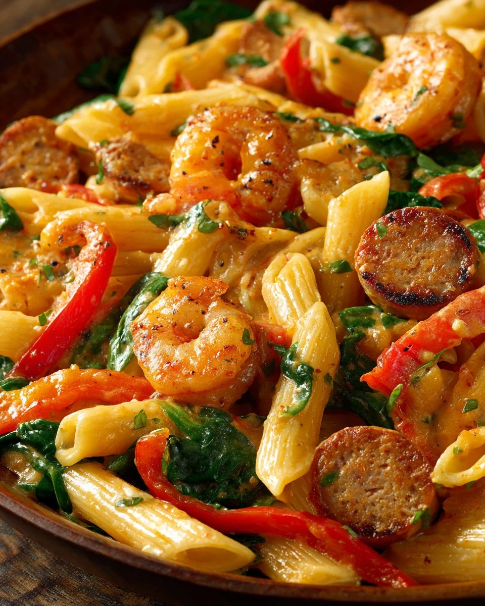 Creamy Cajun Shrimp and Sausage Pasta
