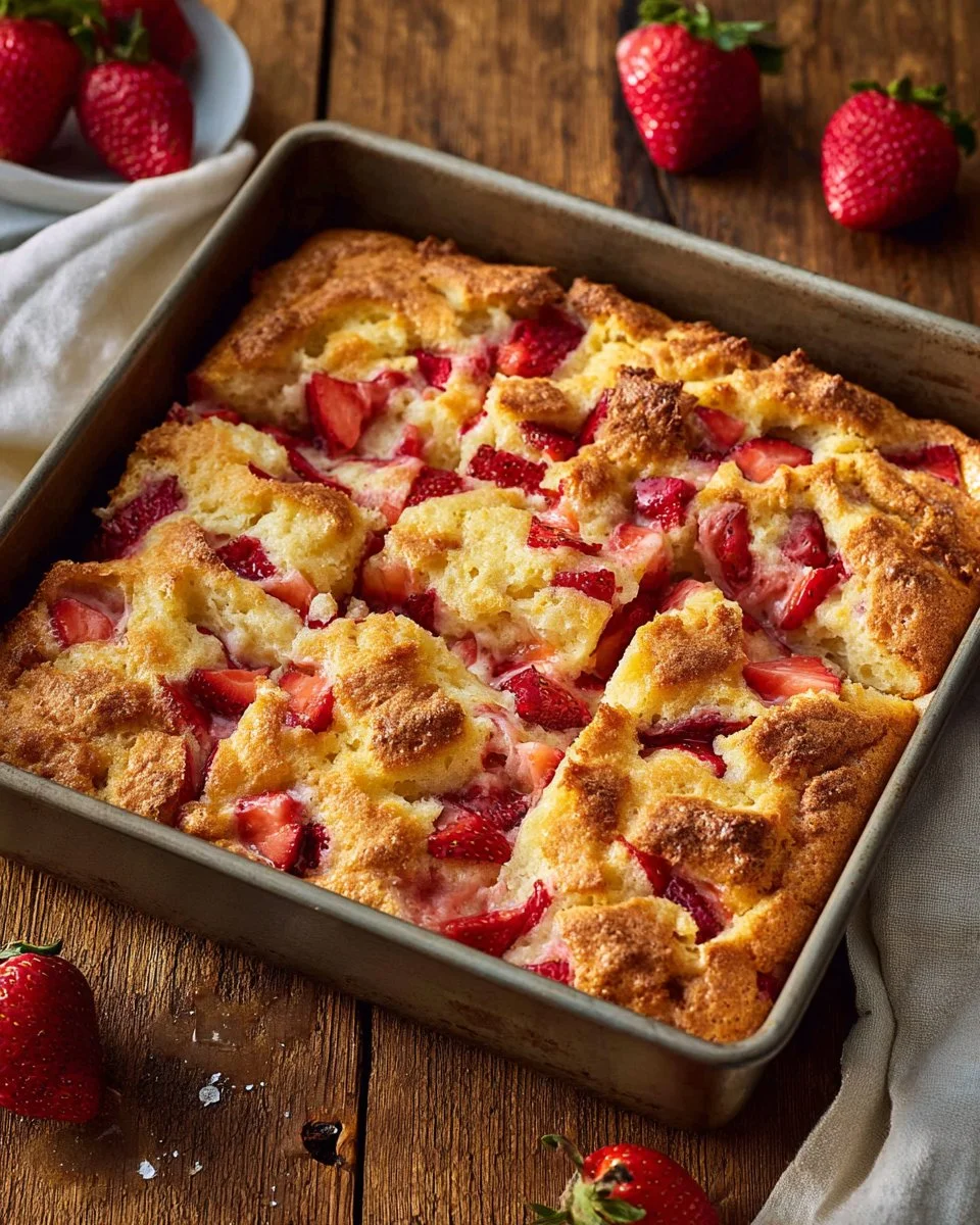 Plate of freshly baked Strawberry Butter Swim Biscuits with a golden crust