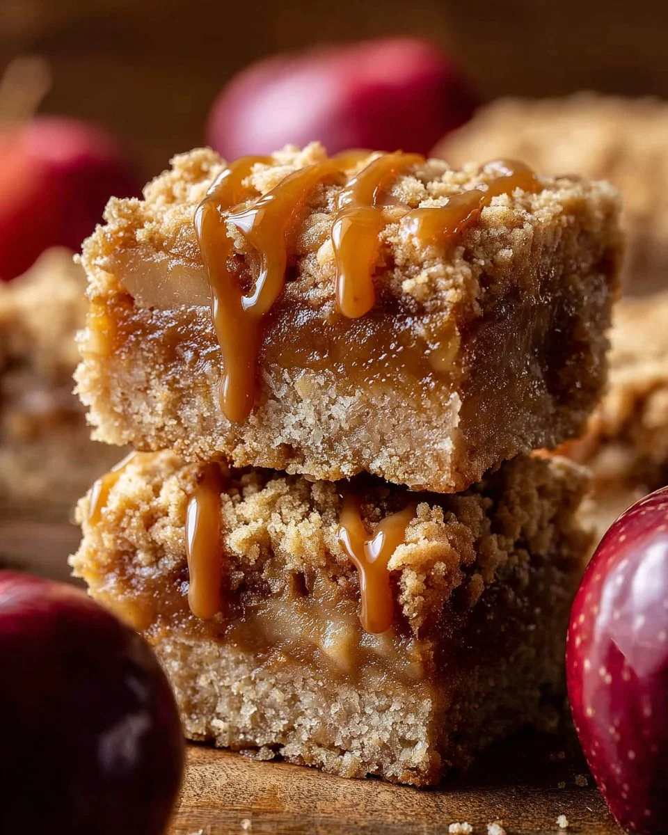 Delicious caramel apple crumb cake topped with a buttery crumb topping.