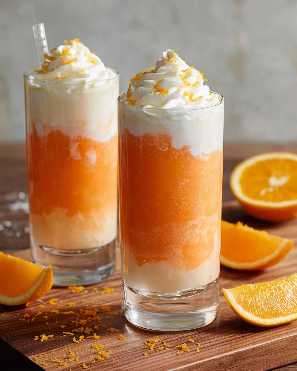 Dirty Creamsicle Float with ice cream and orange soda in a glass