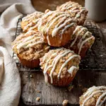 Delicious Eggnog Muffins topped with a sprinkle of nutmeg and holiday decorations