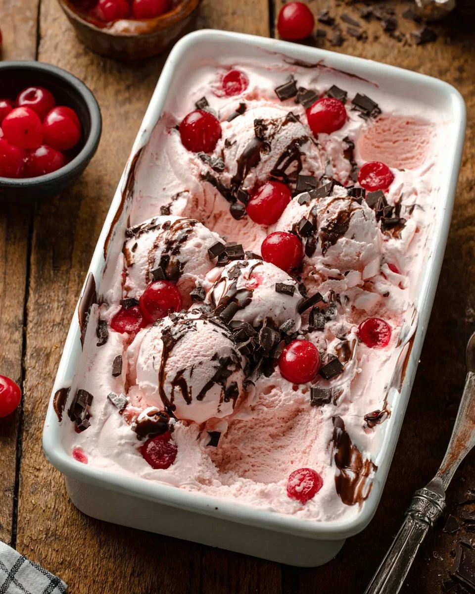 No Churn Chocolate Cherry Ice Cream
