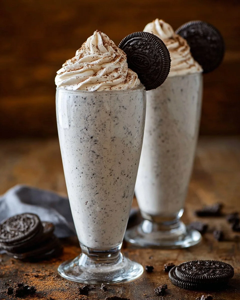 Delicious Oreo Milkshake topped with whipped cream and crushed Oreos