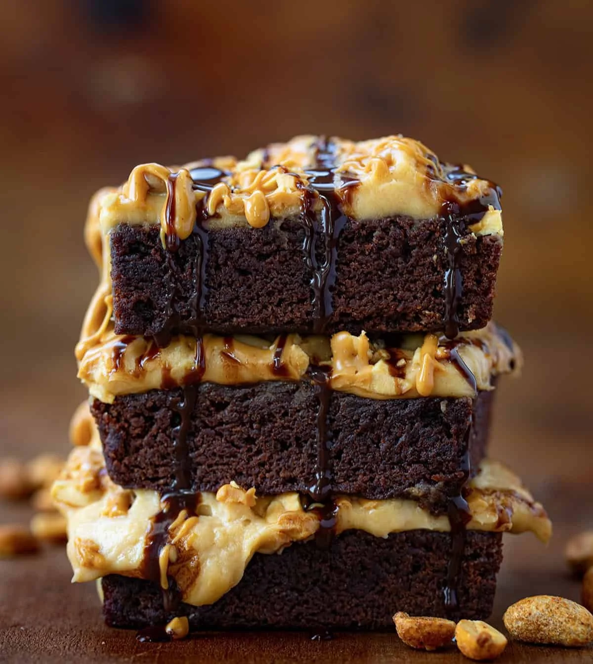 Decadent Peanut Butter Mousse Brownies served on a plate