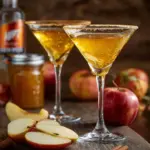 Salted Caramel Apple Martini with garnish in a cocktail glass