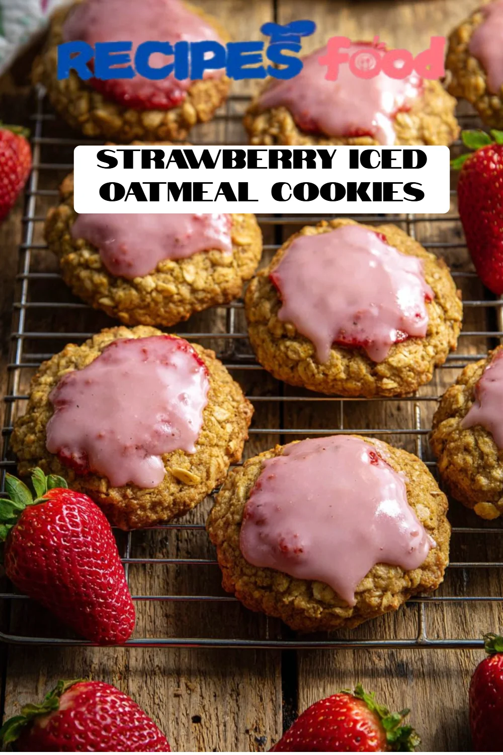 Strawberry Iced Oatmeal Cookies